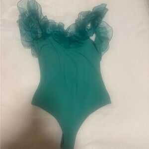 Green Ruffled Bodysuit